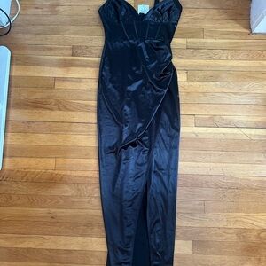 Elegant Black Satin Dress